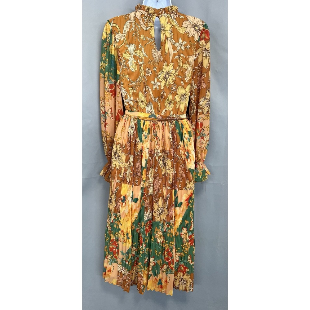 Flying Tomato Women's Modest Chiffon Pleated Boho Long Sleeve Midi Dress Sz S - Picture 6 of 14
